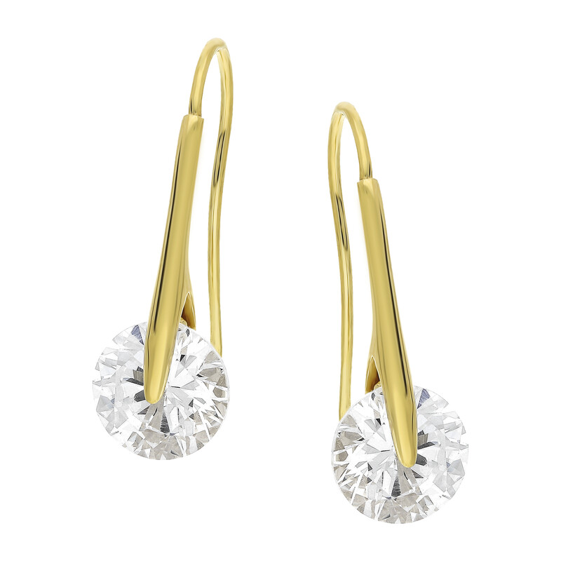 Kolczyki pozłacane biała cyrkonia w pałce/bigiel A6 07148476-01 próba 925