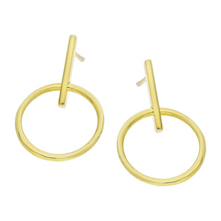 Kolczyki pozłacane kółko ramka z pałką/sztyft A6 07180221-00 próba 925