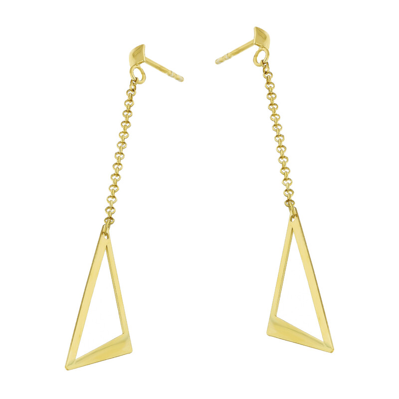 Kolczyki pozłacane trójkąt na łańcuszku rolo/sztyft A6 07180481-00 próba 925