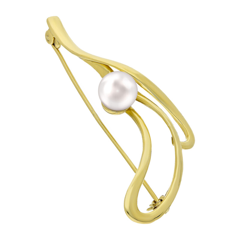Broszka pozłacana biała perła na kropli A6 07386458-00 próba 925