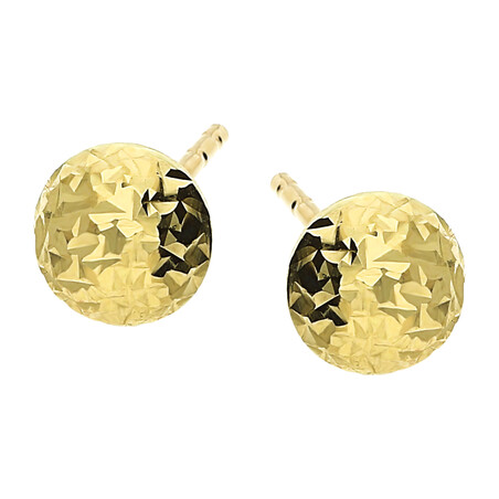 Kolczyki złote grawerowane pół kulki 5mm zapinane na sztyft