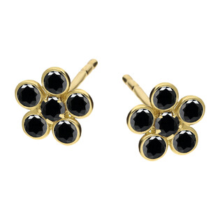 Kolczyki złote kwiatek z czarnymi cyrkoniami/sztyft AR I2CE6376-FO próba 375