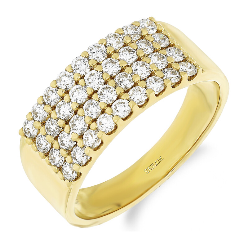 Pierścionek złoty Line z czterema rzędami białych diamentów  AW 76788 Y próba 585