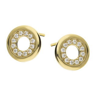 Kolczyki złote koło ramka z cyrkoniami/sztyft DJ 0090 próba 585