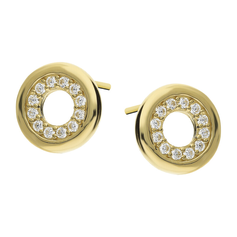Kolczyki złote koło ramka z cyrkoniami/sztyft DJ 0090 próba 585