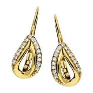 Kolczyki złote kropla z białymi cyrkoniami/bigiel DJ 194-BIZ próba 375