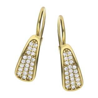 Kolczyki złote trójkąt obły z białymi cyrkoniami/big.zam. DJ 209-BIZ próba 375