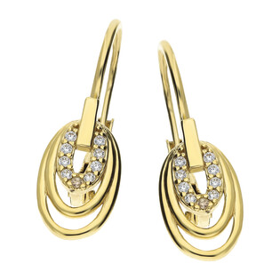 Kolczyki złote trzy owalne ramki z cyrkoniami/big.zam. DJ 228-BIZ próba 375