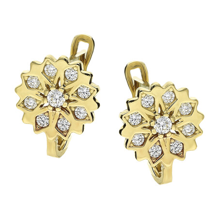 Kolczyki złote dla dziewczynki kwiat rozeta z białymi cyrkoniami/ang.zap. S3 SYE-24 próba 375