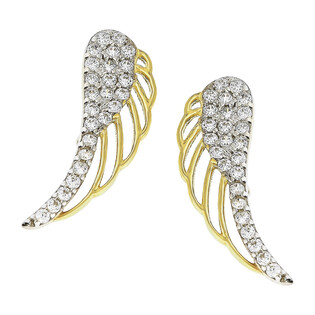 Kolczyki złote ażurowe skrzydło z cyrkoniami/sztyft S3 ZPK-23 próba 585