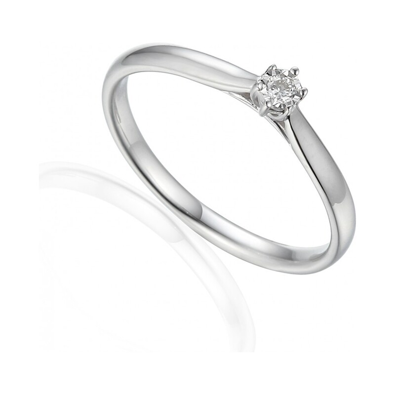 Pierścionek zaręczynowy z brylantem Soliter pr. 585 - JubilerSezam.pl