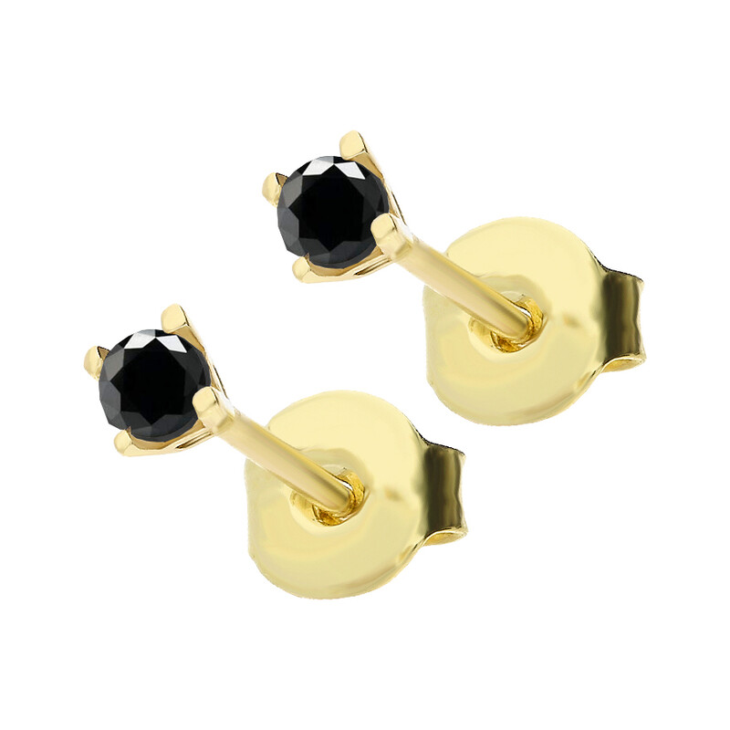 Kolczyki złote z czarną cyrkonią 2,5mm/sztyft MZ T5-E-OS-1-2,50mm-BCZ próba 585