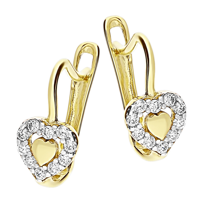 Kolczyki złote dla dziewczynki serduszka z cyrkoniami MZ T5-E-CK-1004-CZ próba 375