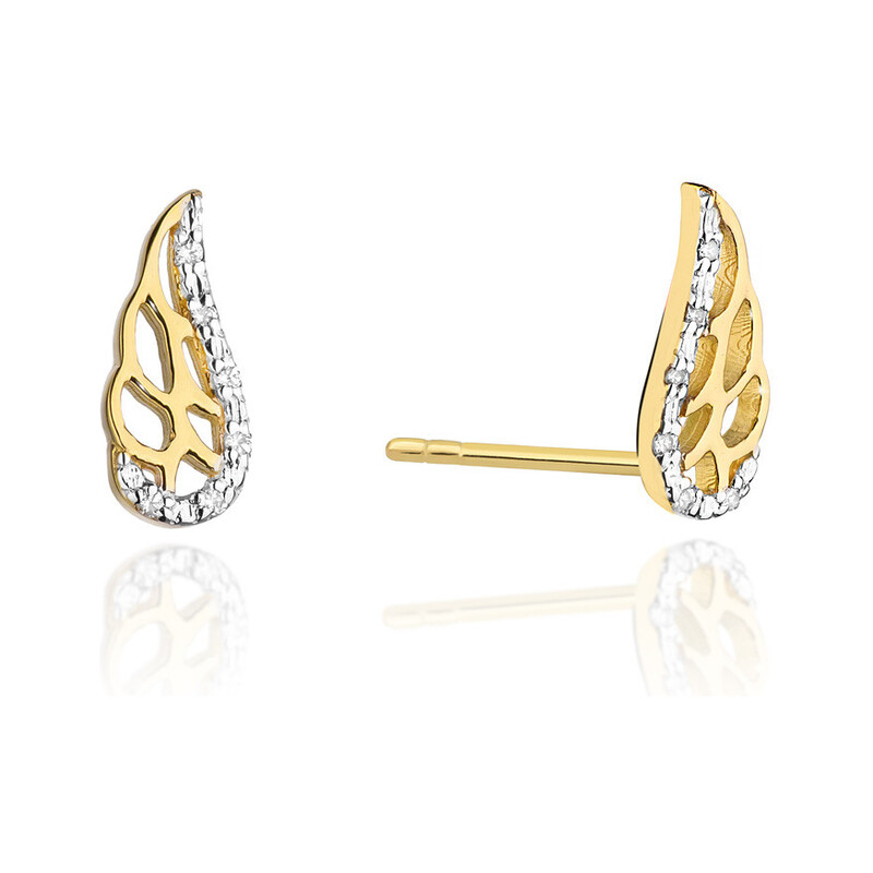 Kolczyki 0,06ct skrzydła/sztyft BE CK-01 skrzydła próba 585