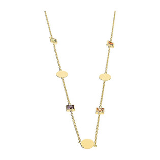 Naszyjnik złoty z kwadratowymi cyrkoniami i kółkami/anker DJ303 próba 585