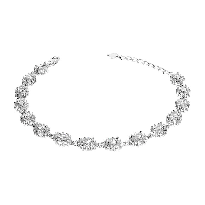 Bransoleta srebrna krople z białych cyrkonii HS131 próba 925