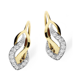 Kolczyki złote z cyrkoniami w kształcie fali próba 585