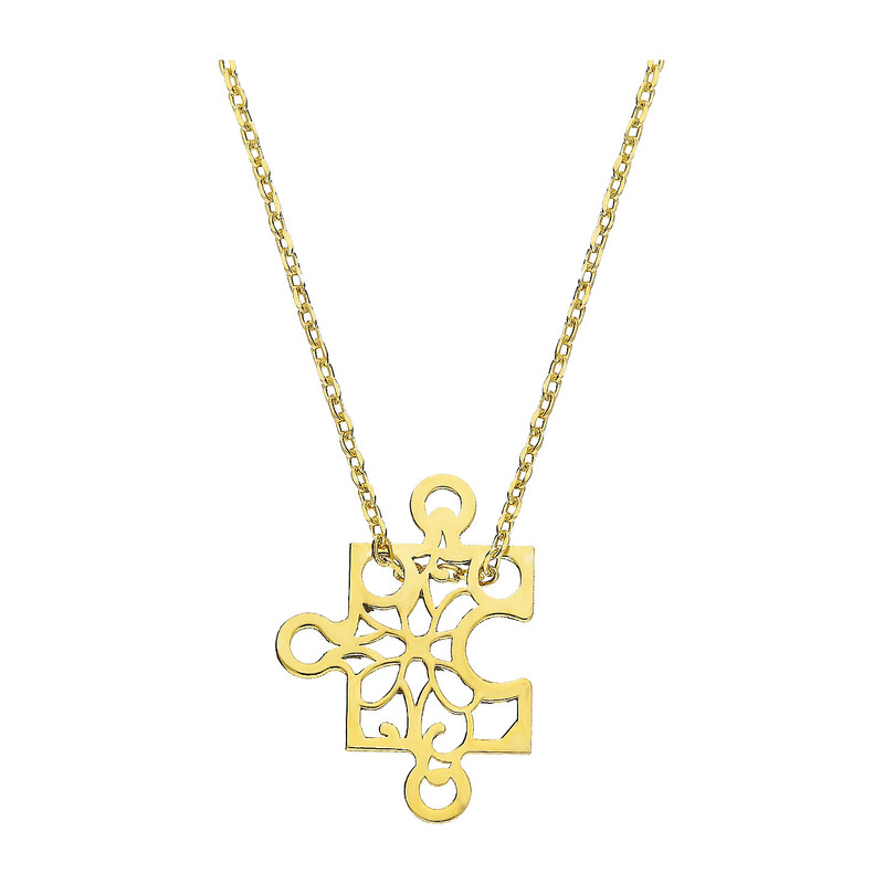 Naszyjnik pozłacany ażurowy puzzel/anker PW 028 GOLD puzzel ażur próba 925