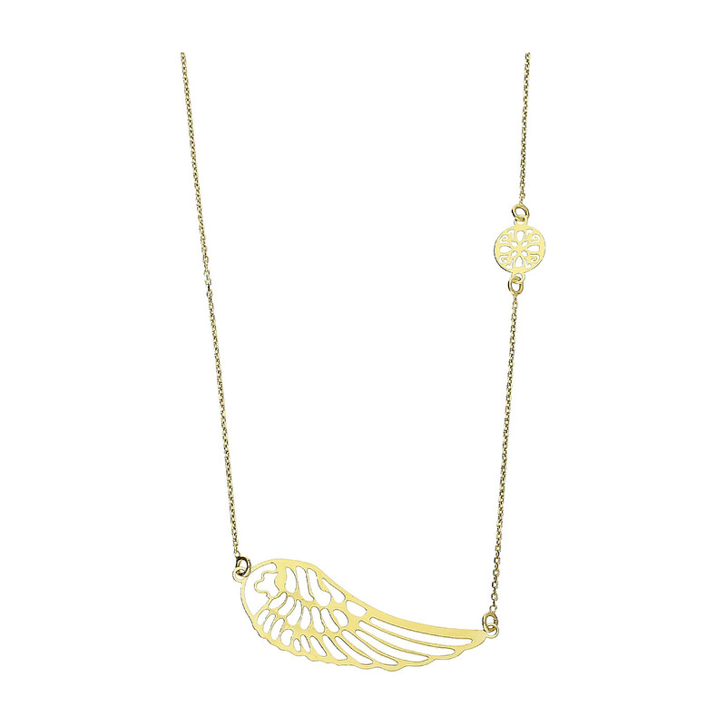 Naszyjnik pozłacany ażurowe duże skrzydło i koło ornament/anker PW 035 GOLD skrzydło+koło próba 925