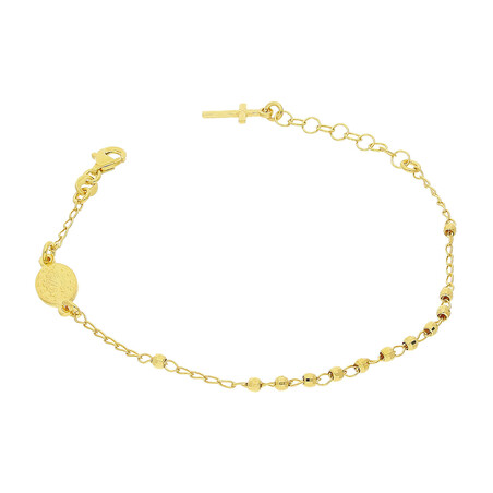 Bransoleta pozłacana różaniec z grawerowanymi paciorkami PW438 GOLD próba 925