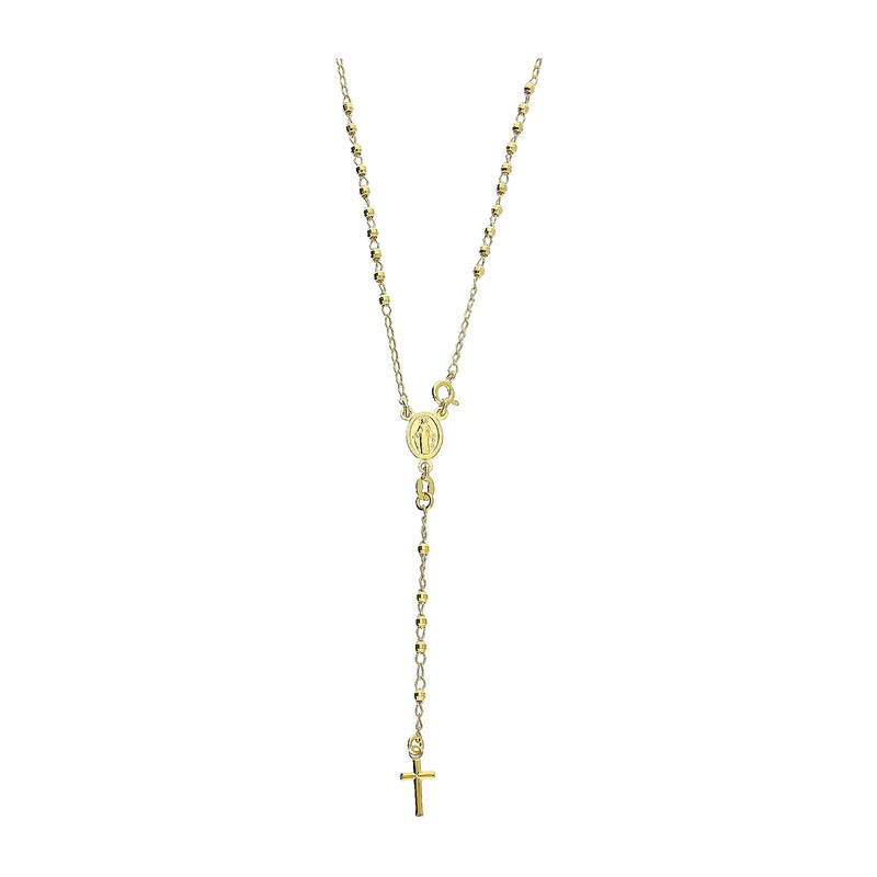 Naszyjnik pozłacany różaniec z grawerowanymi paciorkami PW438 GOLD próba 925