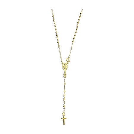 Naszyjnik pozłacany różaniec z grawerowanymi paciorkami PW438 GOLD próba 925