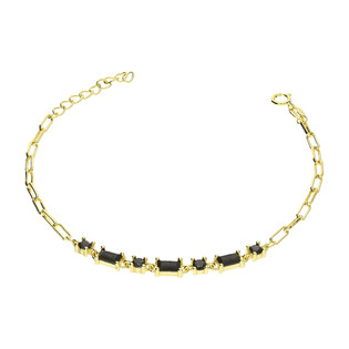 Bransoleta pozłacana z czarnymi cyrkoniami/anker long PW468-1 GOLD czarny próba 925