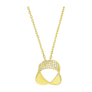 Naszyjnik pozłacany zawijany kwadrat z cyrkoniami/anker PW470 GOLD próba 925