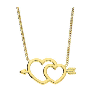 Naszyjnik pozłacany serca przebite strzałą/pancer PW475 GOLD próba 925