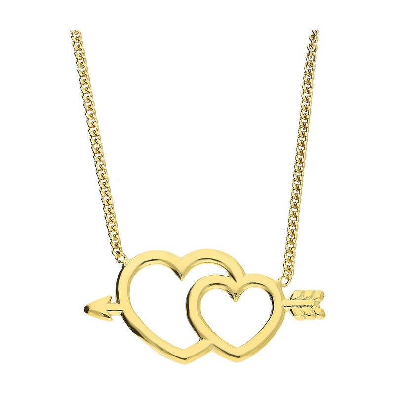 Naszyjnik pozłacany serca przebite strzałą/pancer PW475 GOLD próba 925