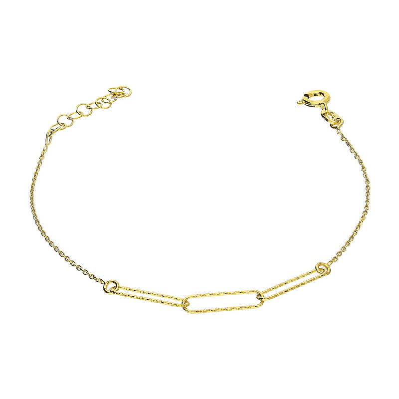 Bransoleta pozłacana owalne grawerowane ramki/anker PW476 GOLD próba 925