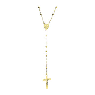 Naszyjnik złoty różaniec z gładkimi paciorkami PW498 próba 585