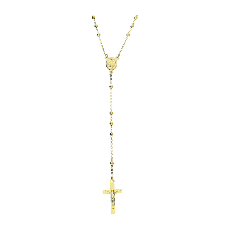 Naszyjnik złoty różaniec z gładkimi paciorkami PW498 próba 585