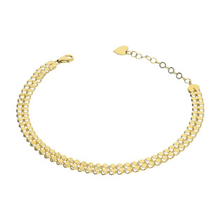 Bransoleta złota składak dwa rzędy blaszek i serce S3 PB-262+heart próba 585