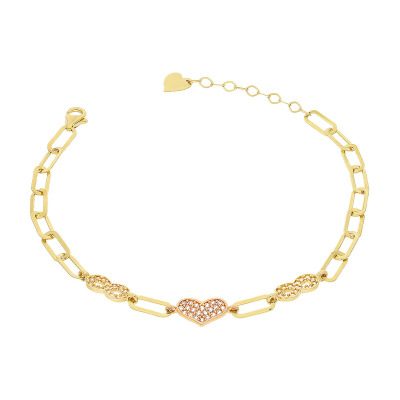 Bransoleta złota serce i infinity z cyrkoniami/charming S3 PB-5902 próba 585