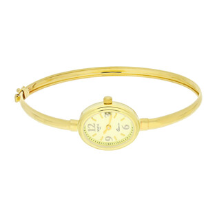 Zegarek złoty z owalną tarczą na bransolecie bangle MI G400123-A próba 585