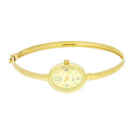 Zegarek złoty z owalną tarczą na bransolecie bangle MI G400123-A próba 585