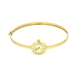 Zegarek złoty z okrągłą tarczą na bransolecie bangle MI G403251-0 próba 585