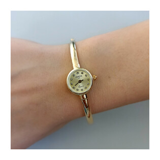 Zegarek złoty z okrągłą tarczą na bransolecie bangle MI G403251-0 próba 585