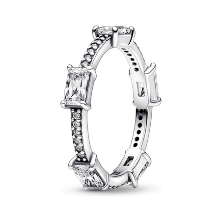 Pierścionek z prostokątnymi belkami wysadzanymi lśniącymi kamieniami 192397C01 próba 925