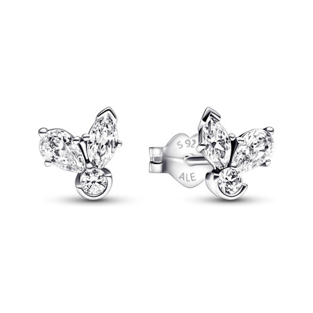 Lśniące kolczyki sztyfty z motywem roślinnym Pandora 292406C01 próba 925