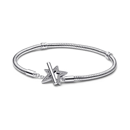 Bransoletka wężykowa Pandora Moments z zapięciem T-bar w kształcie asymetrycznej gwiazdy 592357C01 próba 925