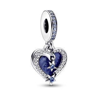 Podwójny charms-zawieszka Kosmiczna spadająca gwiazda z sercami Pandora 792356C01 próba 925
