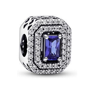 Lśniący niebieski wypukły prostokątny charms Pandora 792385C01 próba 925