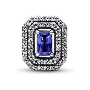 Lśniący niebieski wypukły prostokątny charms Pandora 792385C01 próba 925