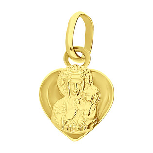 Medalik złoty Częstochowska w żłobionym sercu CB M-1217 próba 585