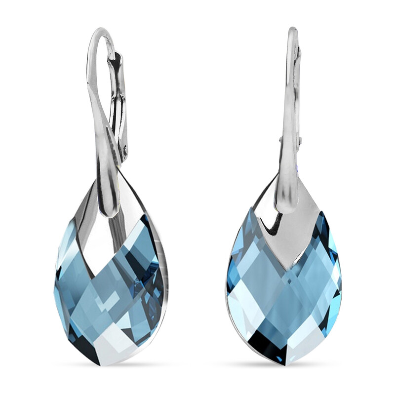 Kolczyki srebrne SPARK z niebieskim kryształem Swarovski CQ KA656518AQ próba 925