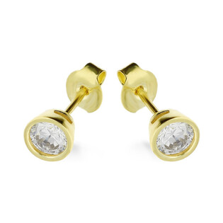 Kolczyki złote cyrkonia 3,5mm gł.oprawa/sztyft MZ T5-E-OS-3-3,50mm-CZ próba 585