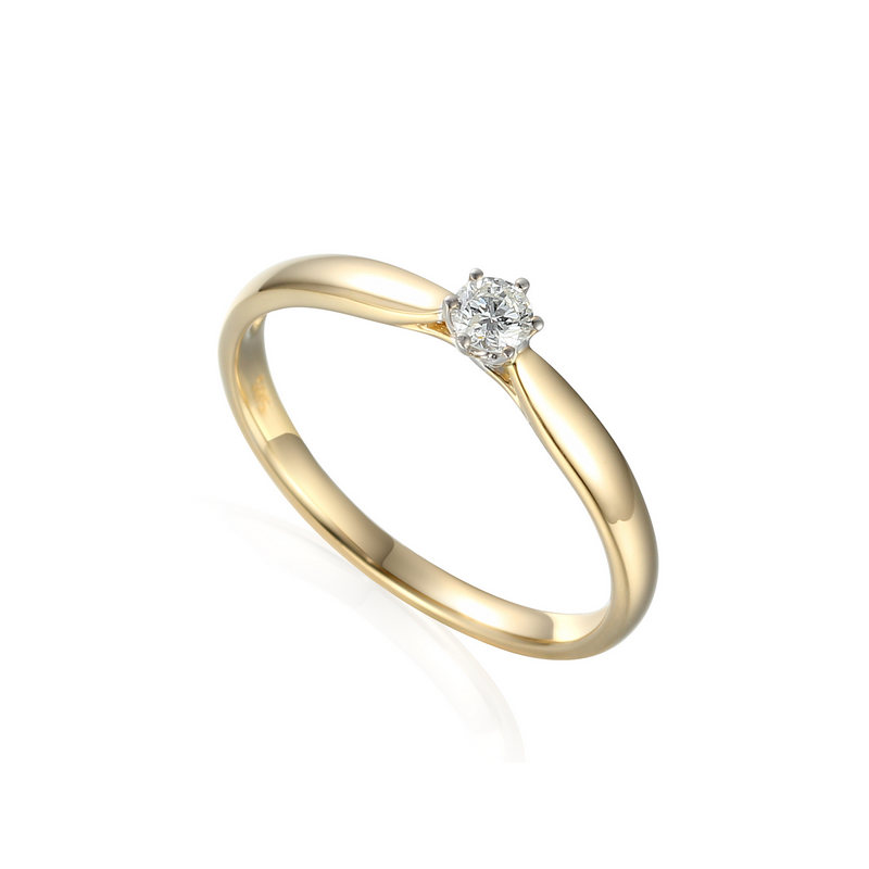 Pierścionek złoty SOLITER z diamentem AW 62567 YW-0,15 próba 585