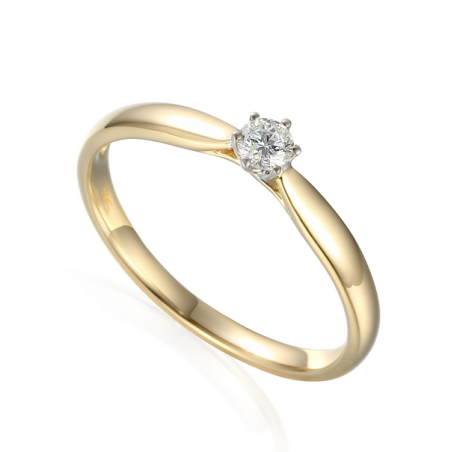 Pierścionek złoty SOLITER z diamentem AW 62567 YW-0,14 próba 585